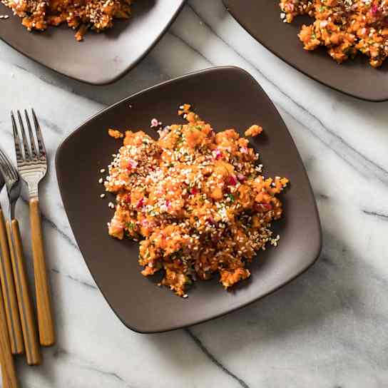 Chopped Carrot Salad with Radishes and Sesame Seeds
