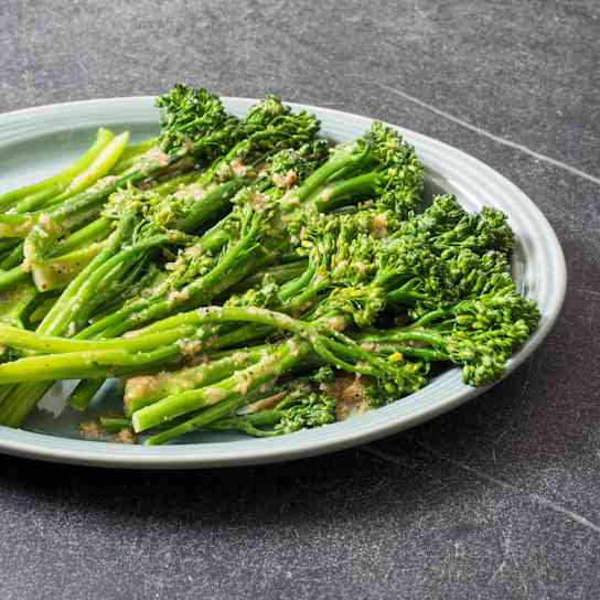Pan-Steamed Broccolini with Ginger