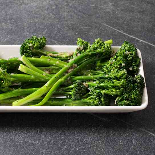 Pan-Steamed Broccolini with Shallot