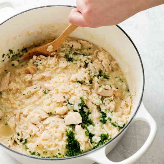 Almost Hands-Free Risotto with Chicken and Herbs