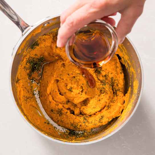 Mashed Sweet Potatoes with Maple and Orange