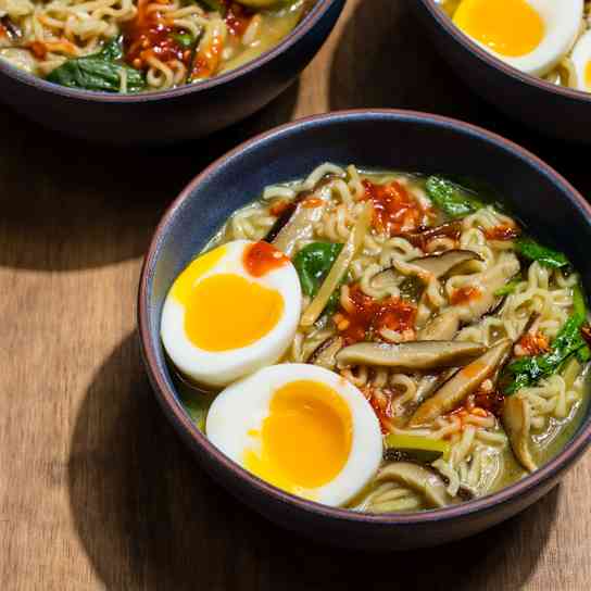 Vegetarian Ramen with Shiitakes and Soft Eggs