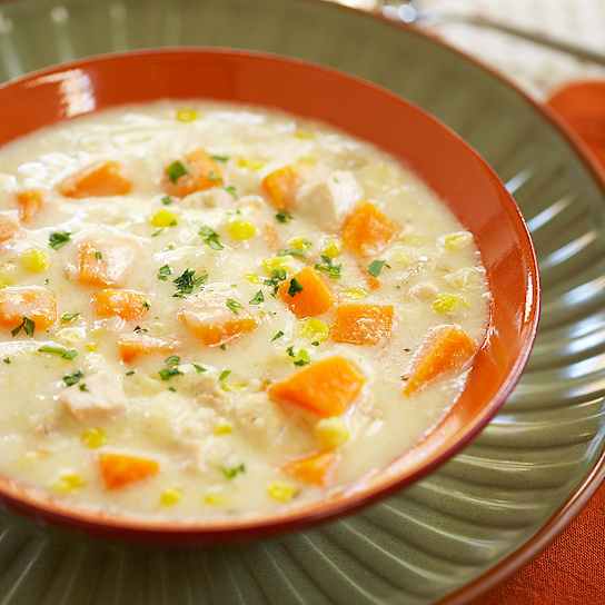 Chicken and Corn Chowder with Sweet Potatoes