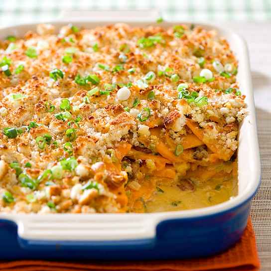 Spicy Sweet Potato and Bacon Casserole