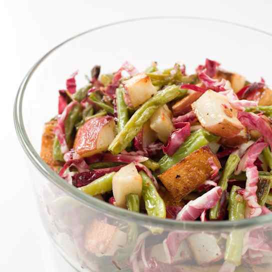Roasted Green Bean and Potato Salad with Radicchio