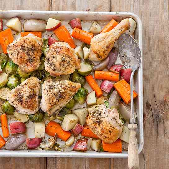 One-Pan Roast Chicken with Root Vegetables