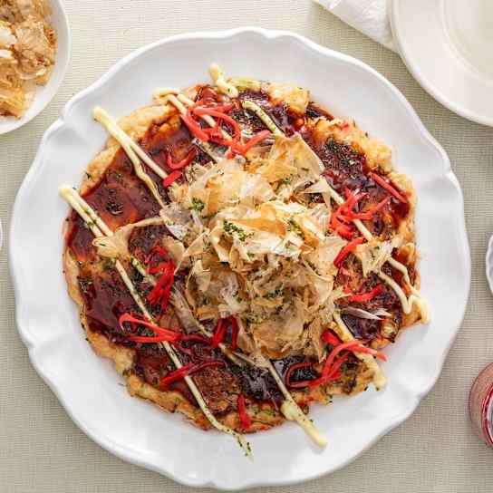Shrimp Okonomiyaki (Japanese Cabbage Pancake)