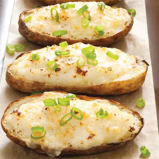 Twice-Baked Potatoes with Cheddar Cheese and Scallions