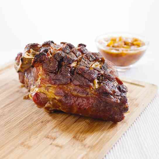 Cast Iron Roasted Pork Shoulder with Peach Sauce