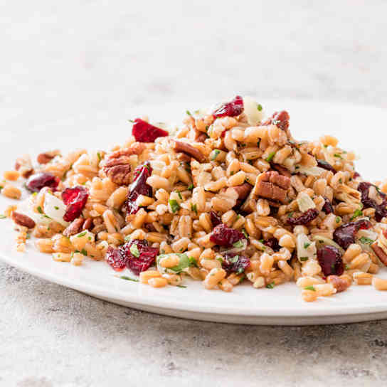 Warm Farro with Cranberries, Pecans, and Herbs