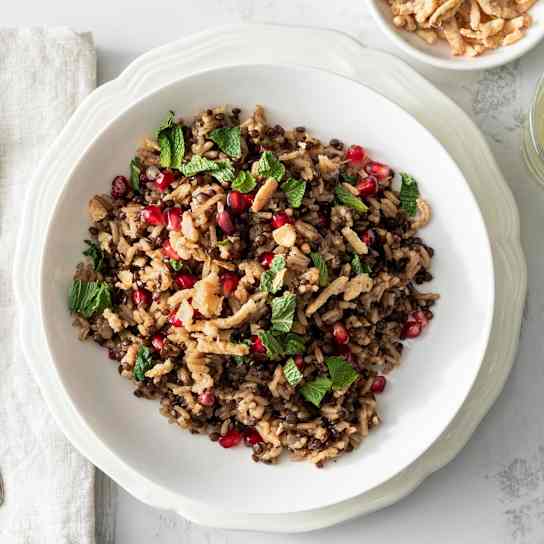 Rice and Lentils with Pomegranate and Mint
