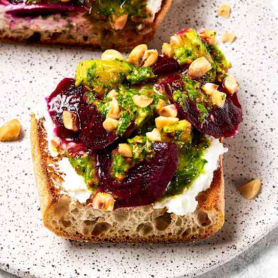 Beet, Orange, and Chèvre Tartines for Two