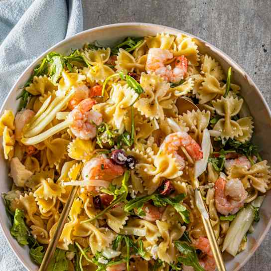 30-Minute Shrimp and Pasta Salad with Fennel and Feta