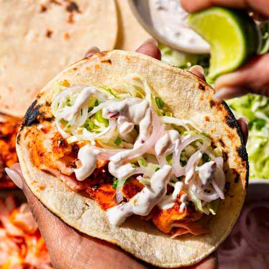 Air-Fryer Chipotle Salmon Tacos