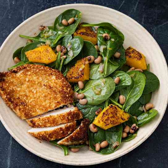 Chicken Cutlets with Spinach and Black-Eyed Peas