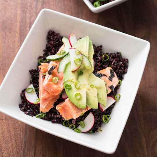 Black Rice Bowls with Salmon