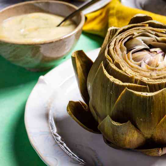 Braised Whole Artichokes with White Wine, Fennel, and Orange