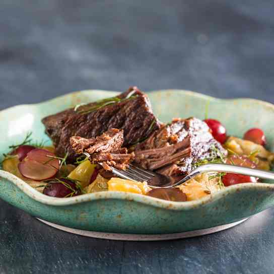 Multicooker Braised Short Ribs with Fennel and Pickled Grapes