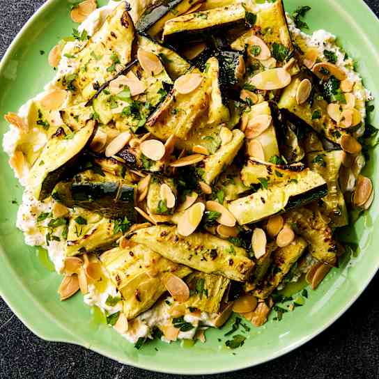 Broiled Smashed Zucchini with Ricotta and Pecorino Romano
