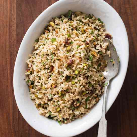 Brown Rice Pilaf with Dates and Pistachios