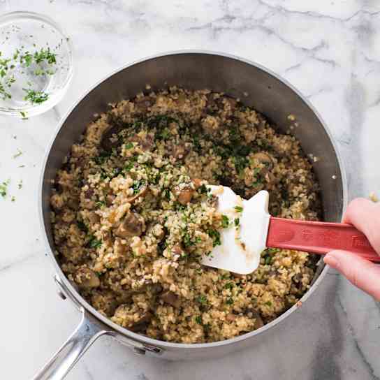Bulgur Pilaf with Cremini Mushrooms