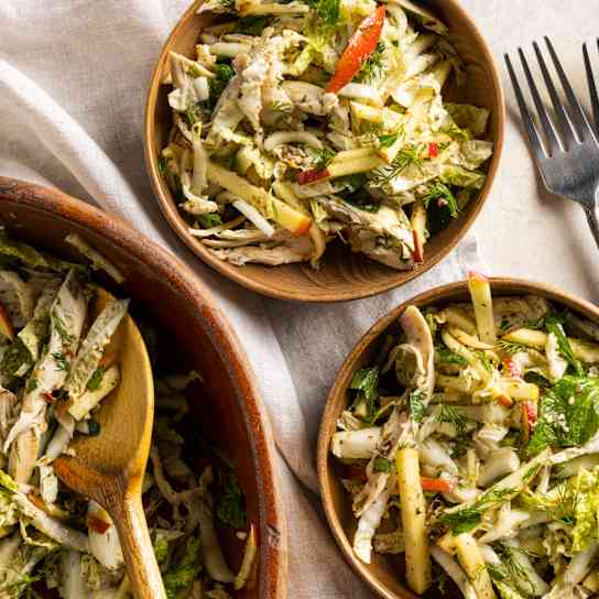 Napa Cabbage Salad with Chicken, Apple, Herbs, and Za'atar