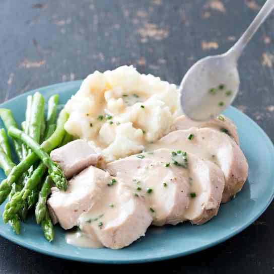 Slow-Cooker Chicken With “Roasted” Garlic Sauce