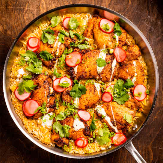Chipotle-Lime Chicken and Rice with Pickled Radishes