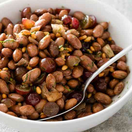 Cranberry Beans with Fennel, Grapes, and Pine Nuts