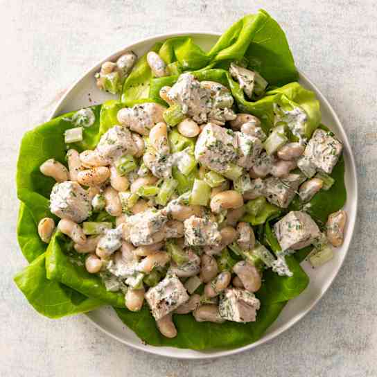 Creamy Chicken and White Bean Salad with Lemon and Herbs