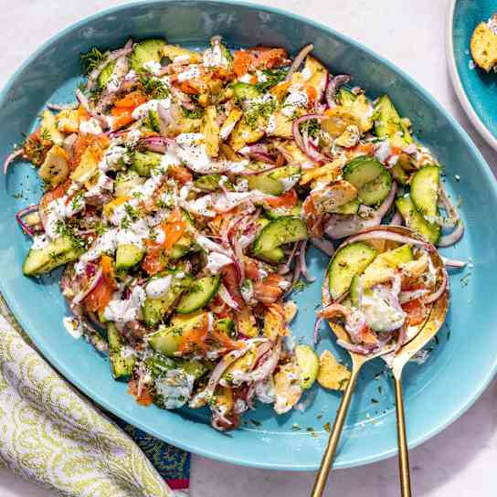 Cucumber Salad with Smoked Salmon and Capers