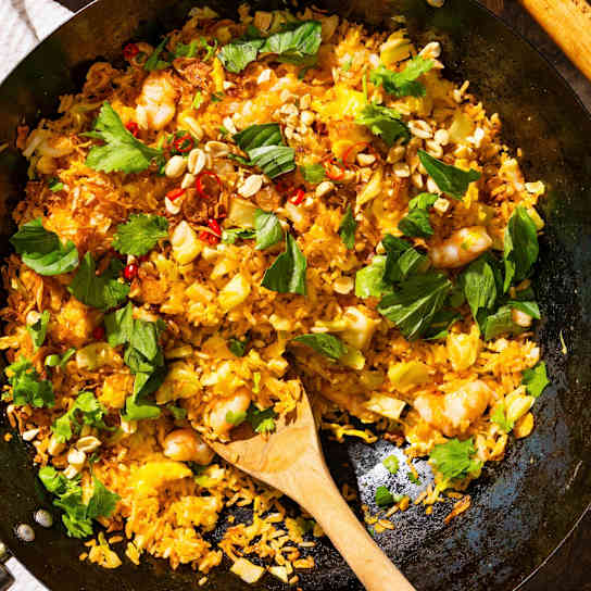 Fried Rice with Shrimp, Lime, and Peanuts