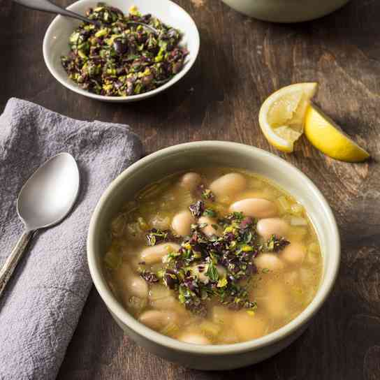Instant Pot Gigante Bean Soup with Celery and Olives
