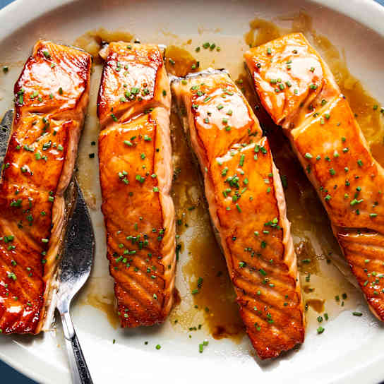 Double-Glazed Salmon with Ginger and Apple Cider