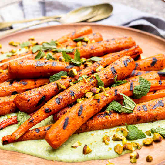Grilled Carrots with Feta-Herb Sauce