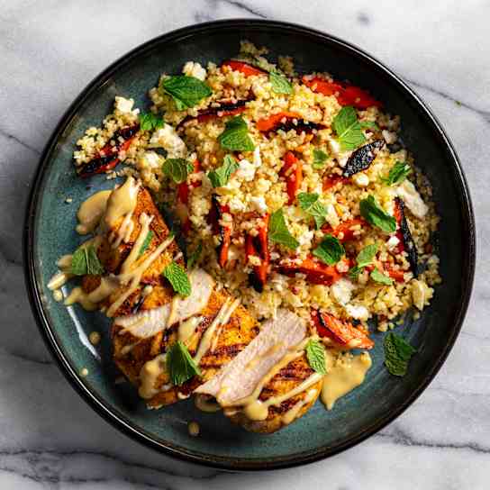 Grilled Spiced Chicken and Carrots with Bulgur
