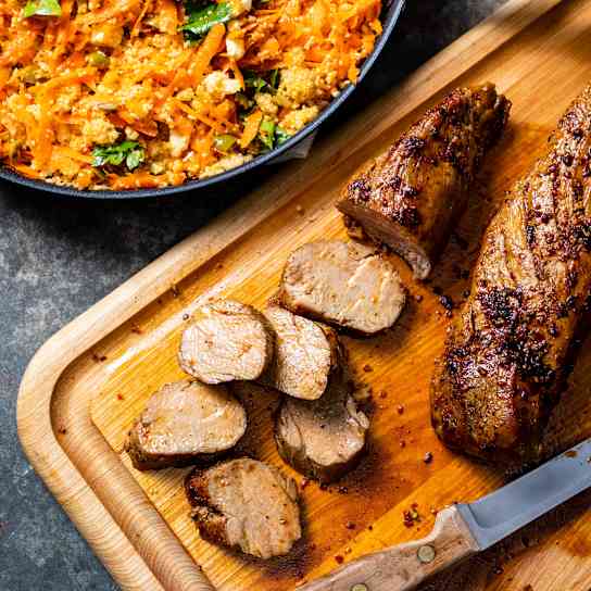 Harissa-Glazed Pork Tenderloin with Couscous Salad