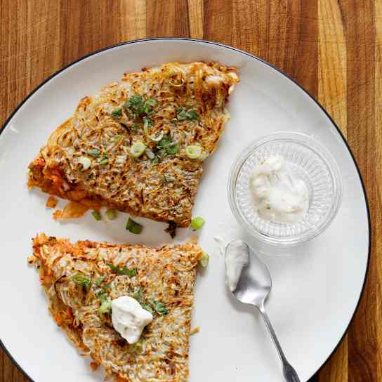 Hash Brown Omelet with Kimchi