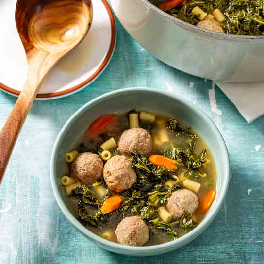 Italian Wedding Soup with Plant-Based Meat