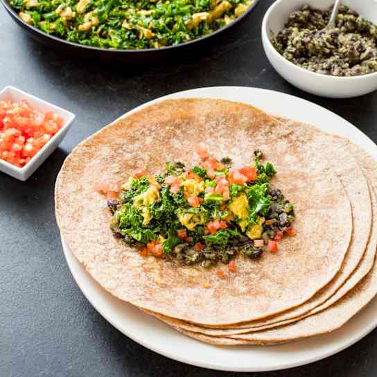 Kale and Black Bean Breakfast Burritos