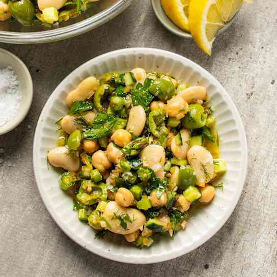Marinated Bean and Asparagus Salad with Preserved Lemon Dressing