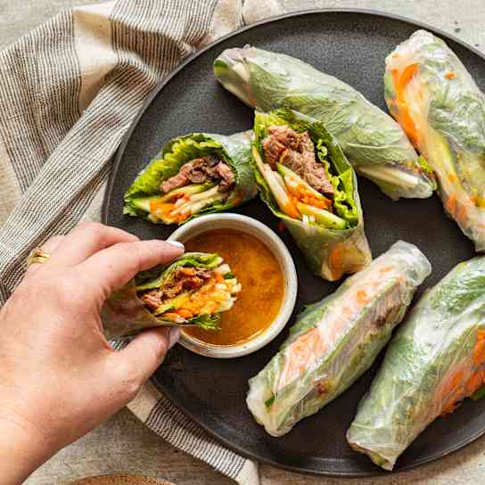 Marinated Steak Spring Rolls