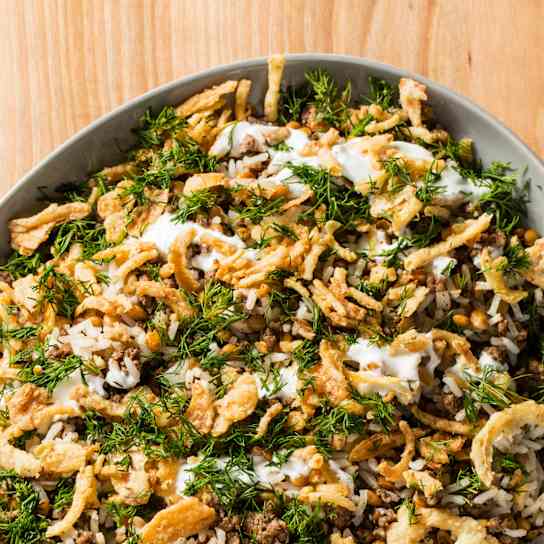 One-Pot Rice and Lentils with Spiced Plant-Based Meat
