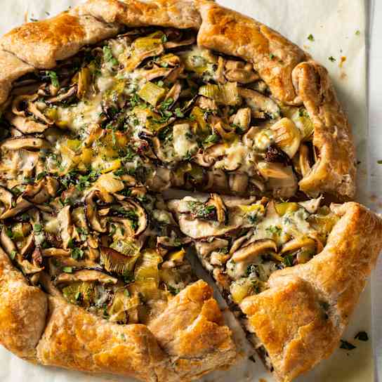 Mushroom and Leek Galette with Gorgonzola