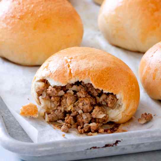 Runsas (Beef and Cabbage Buns with Cheese)