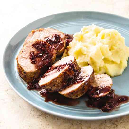 Cast Iron Pork Tenderloin with Port-Cherry Reduction