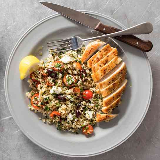 Pan-Seared Chicken with Warm Mediterranean Grain Pilaf