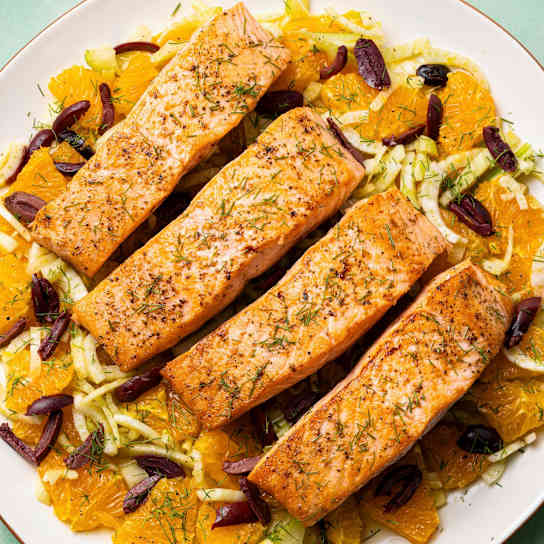 Pan-Roasted Salmon with Fennel and Orange Salad
