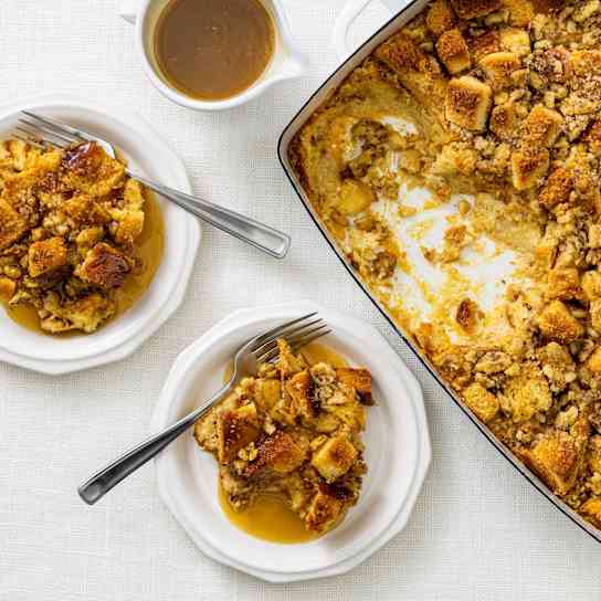 Pecan Bread Pudding with Bourbon and Orange