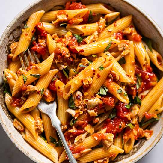 Penne with Spicy Red Clam Sauce